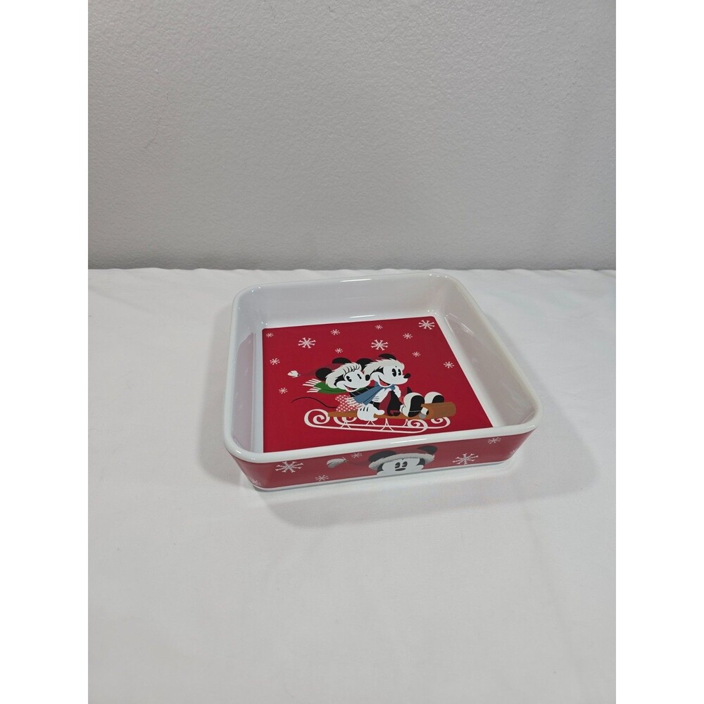 Disney Mickey And Minnie Mouse Sleigh Christmas Baking Casserole Dish Holiday